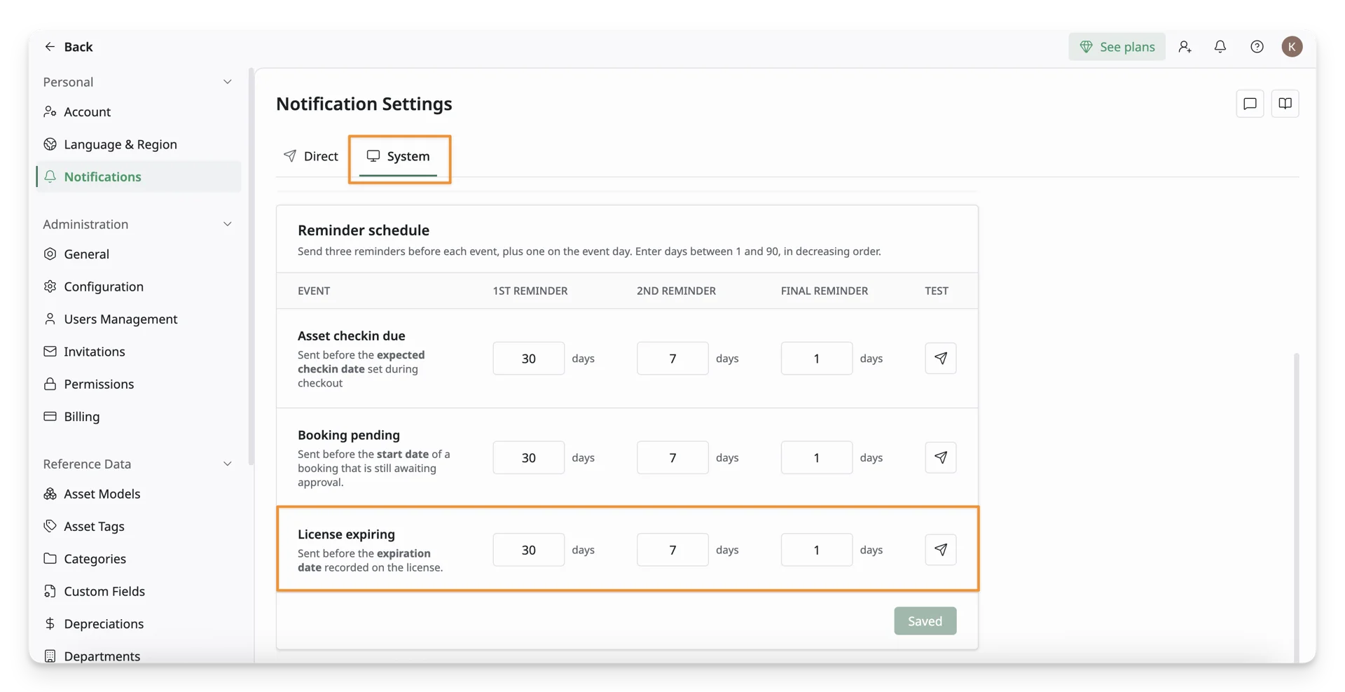 Configure License Reminder Schedule Configure License Reminder Schedule