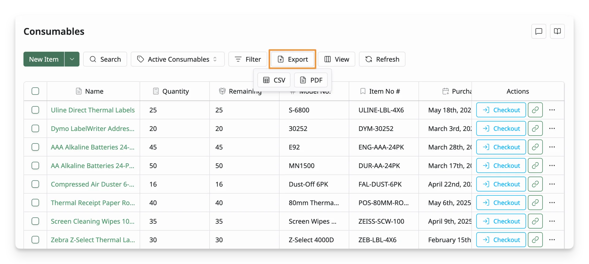 Export Consumables Export Consumables