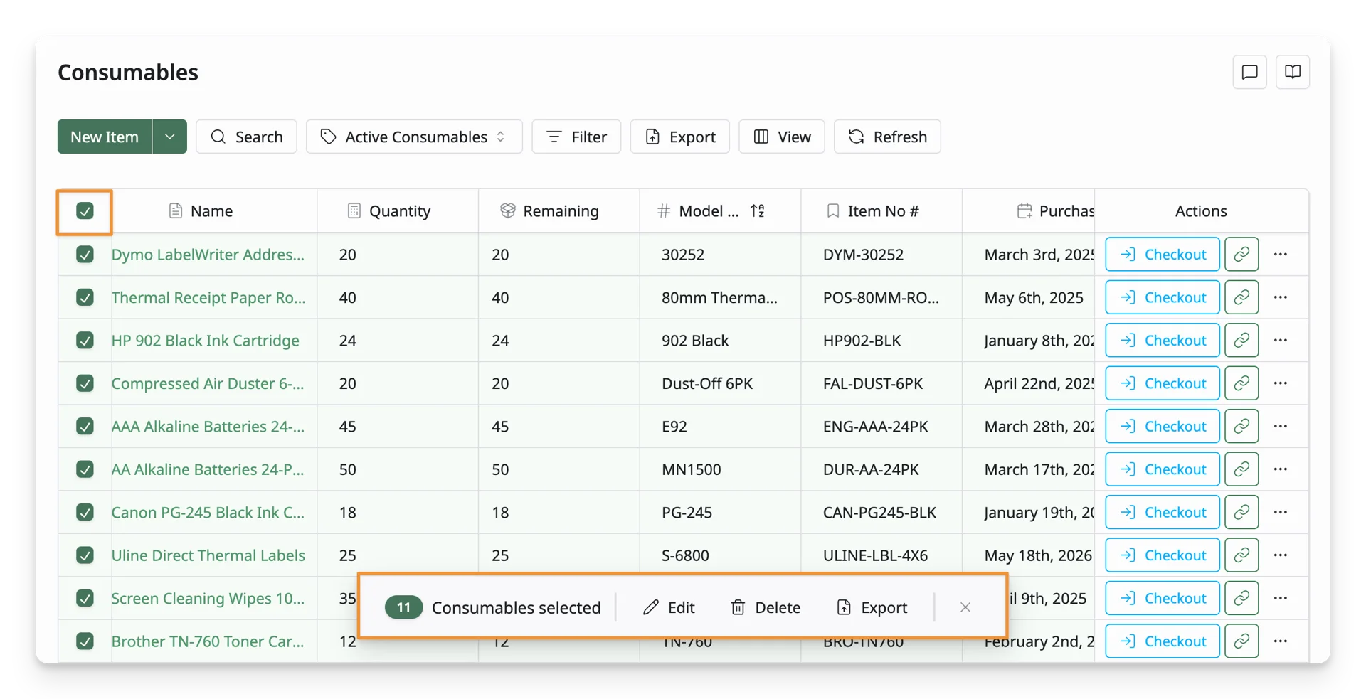 Consumable Bulk Actions Consumable Bulk Actions