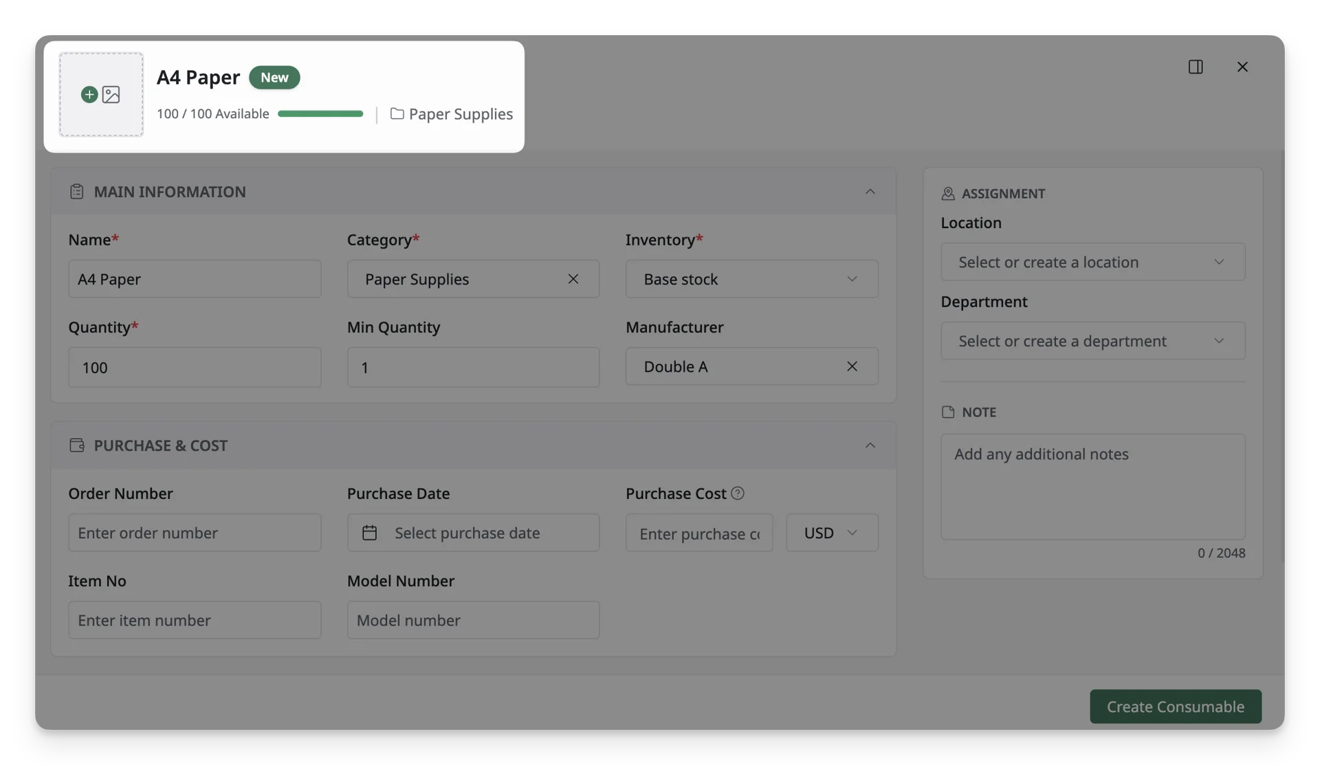 Consumable Summary Information Consumable Summary Information