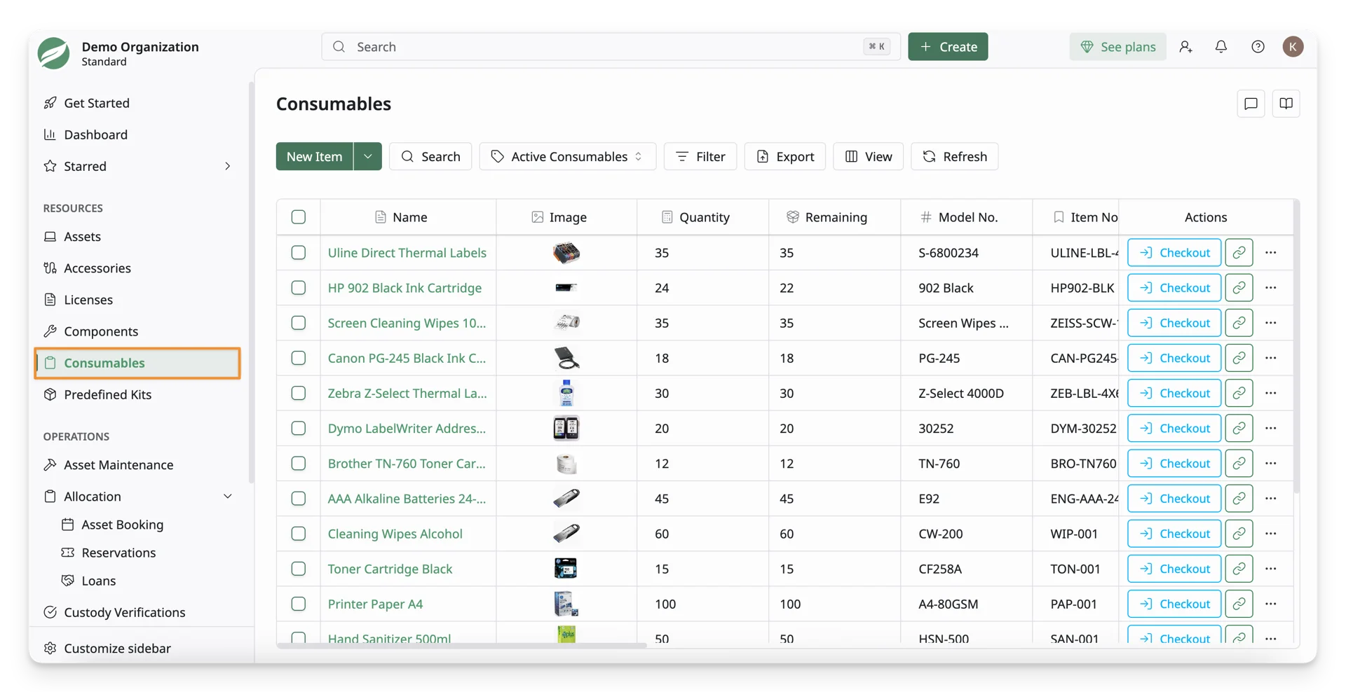 Navigate to the Consumables Screen Navigate to the Consumables Screen