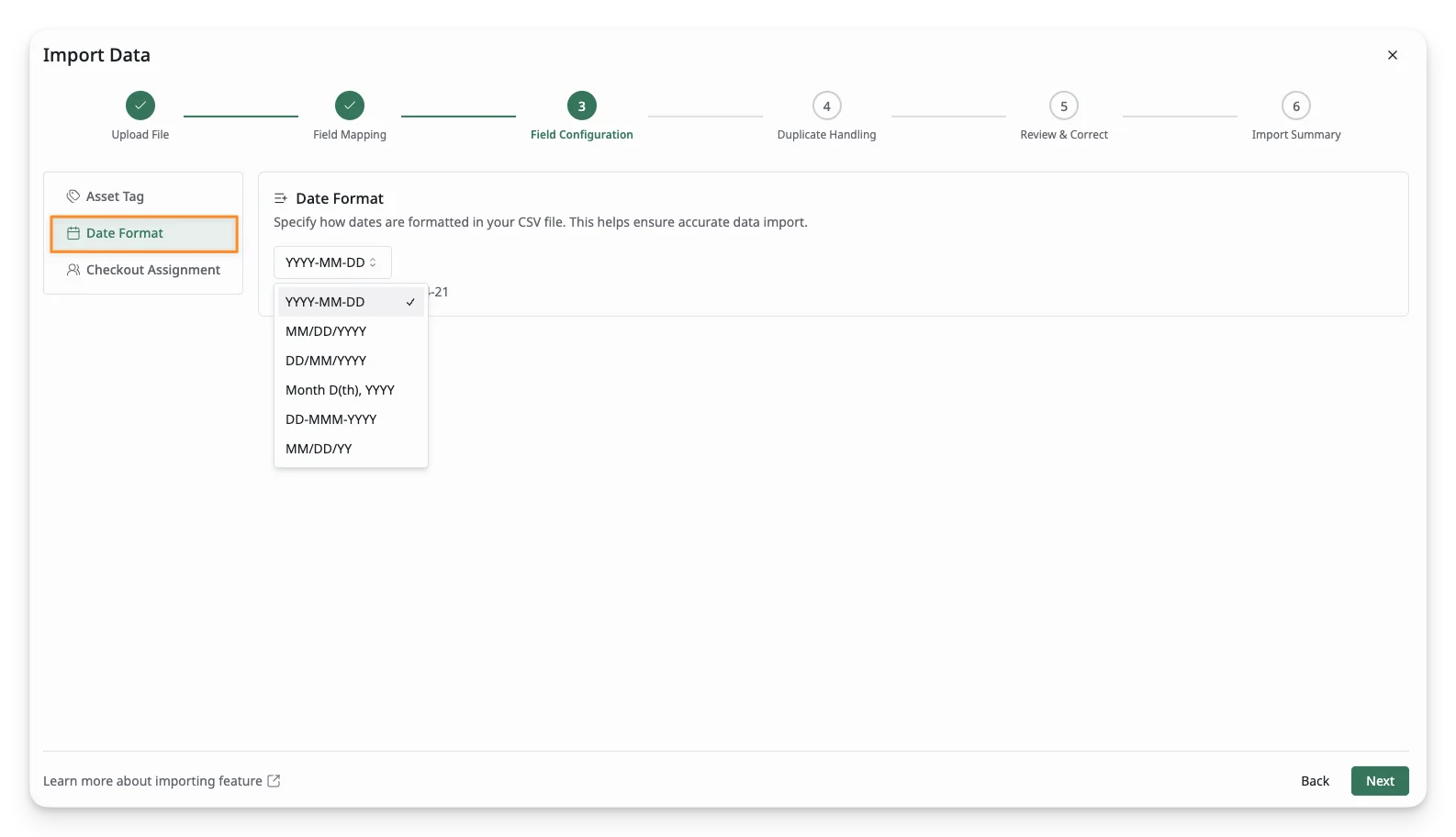 Asset Date Format Asset Date Format