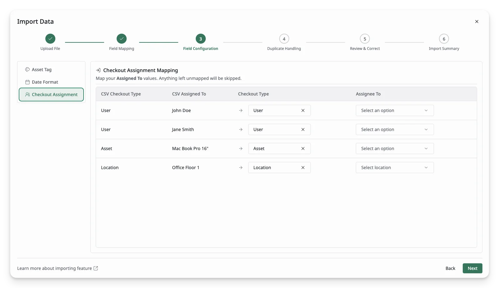 Asset Checkout Target Asset Checkout Target