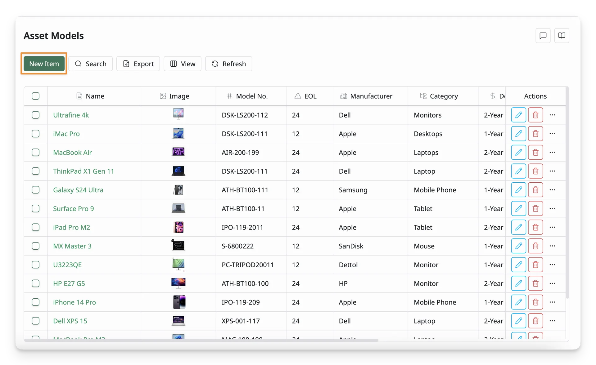 Fill In The Asset Model Form