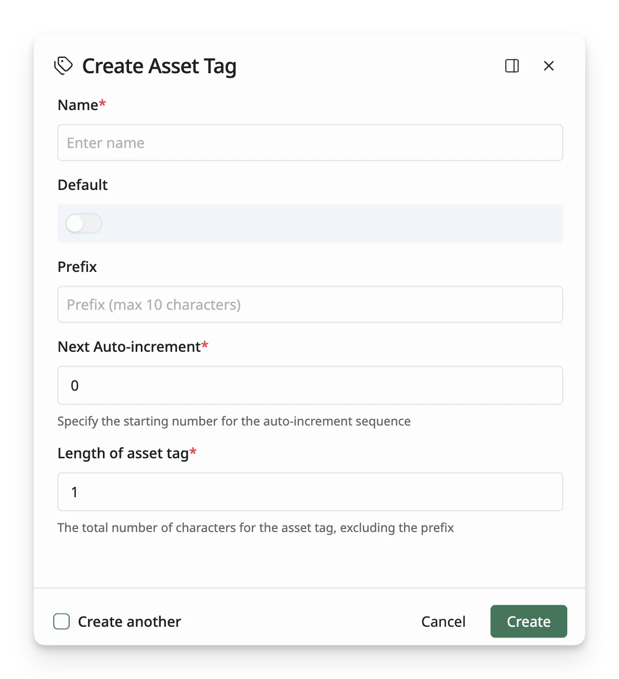 Asset Tag Form