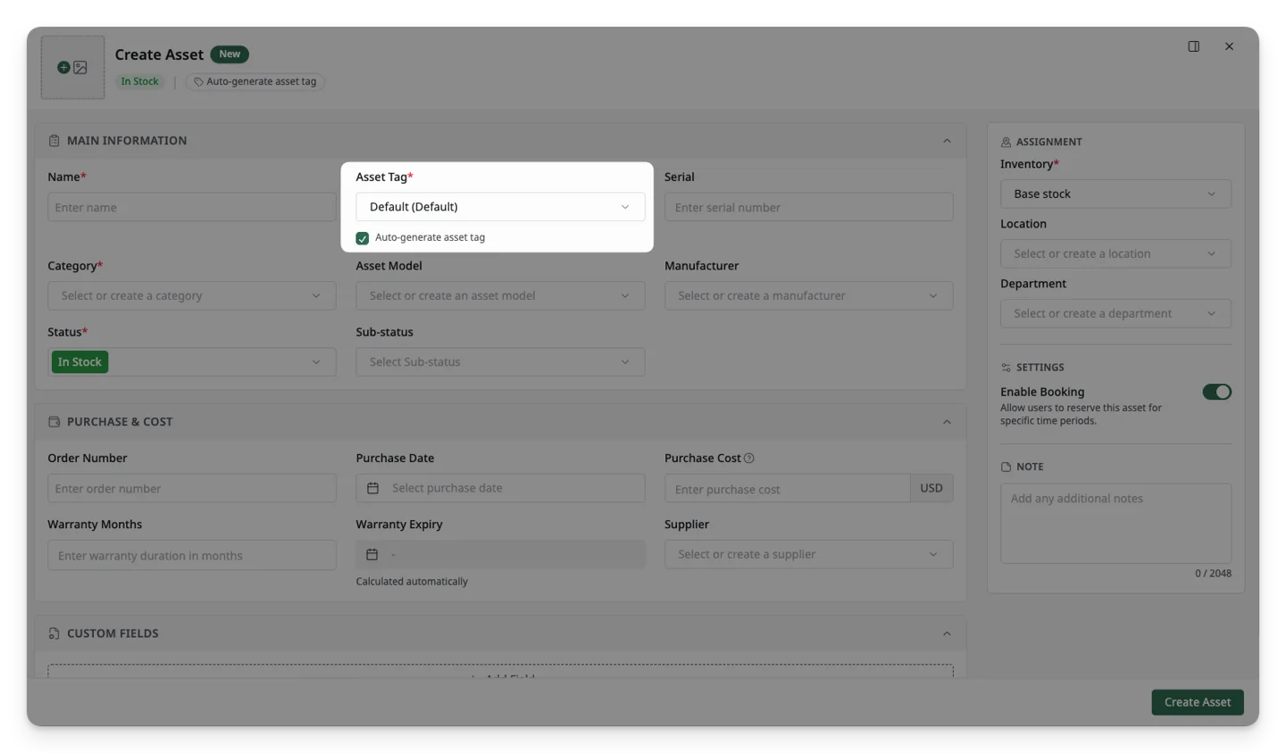 What is a Default Asset Tag? 