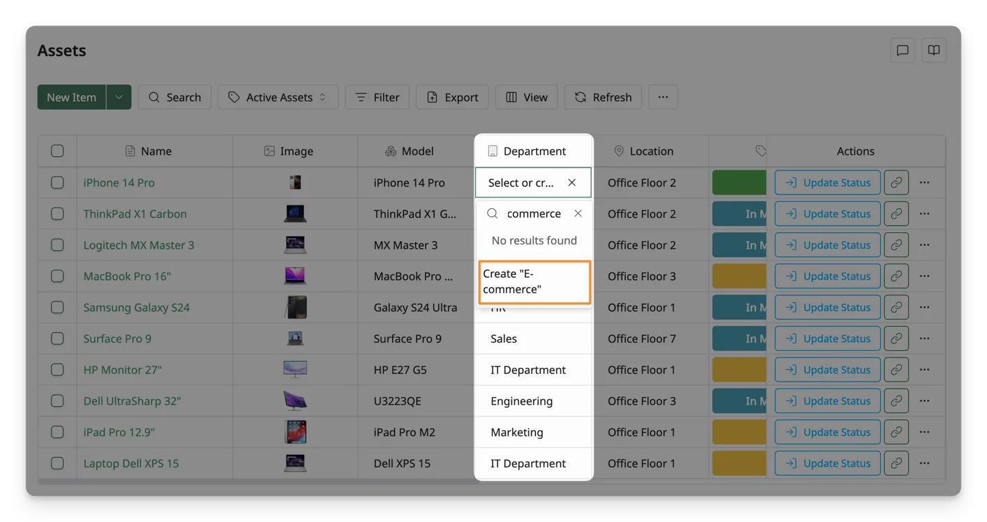 Create Departments in Resource Lists