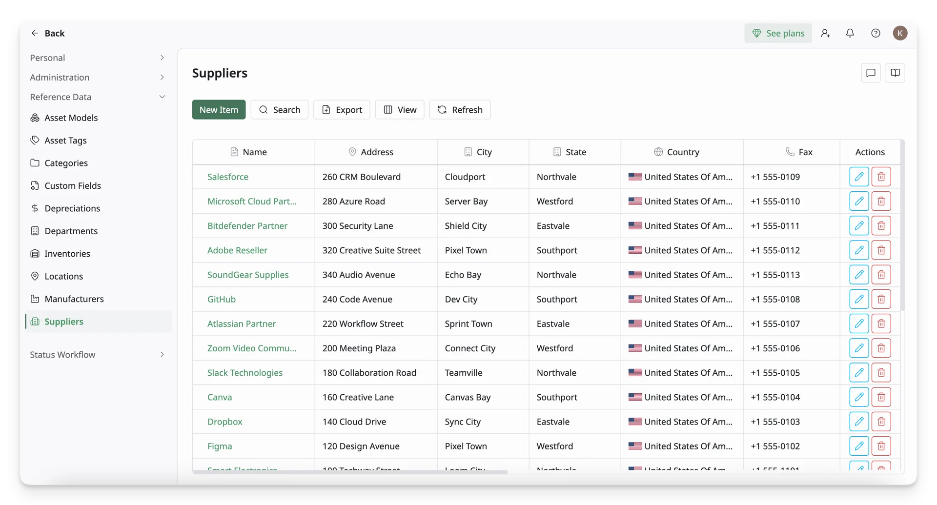 Supplier List