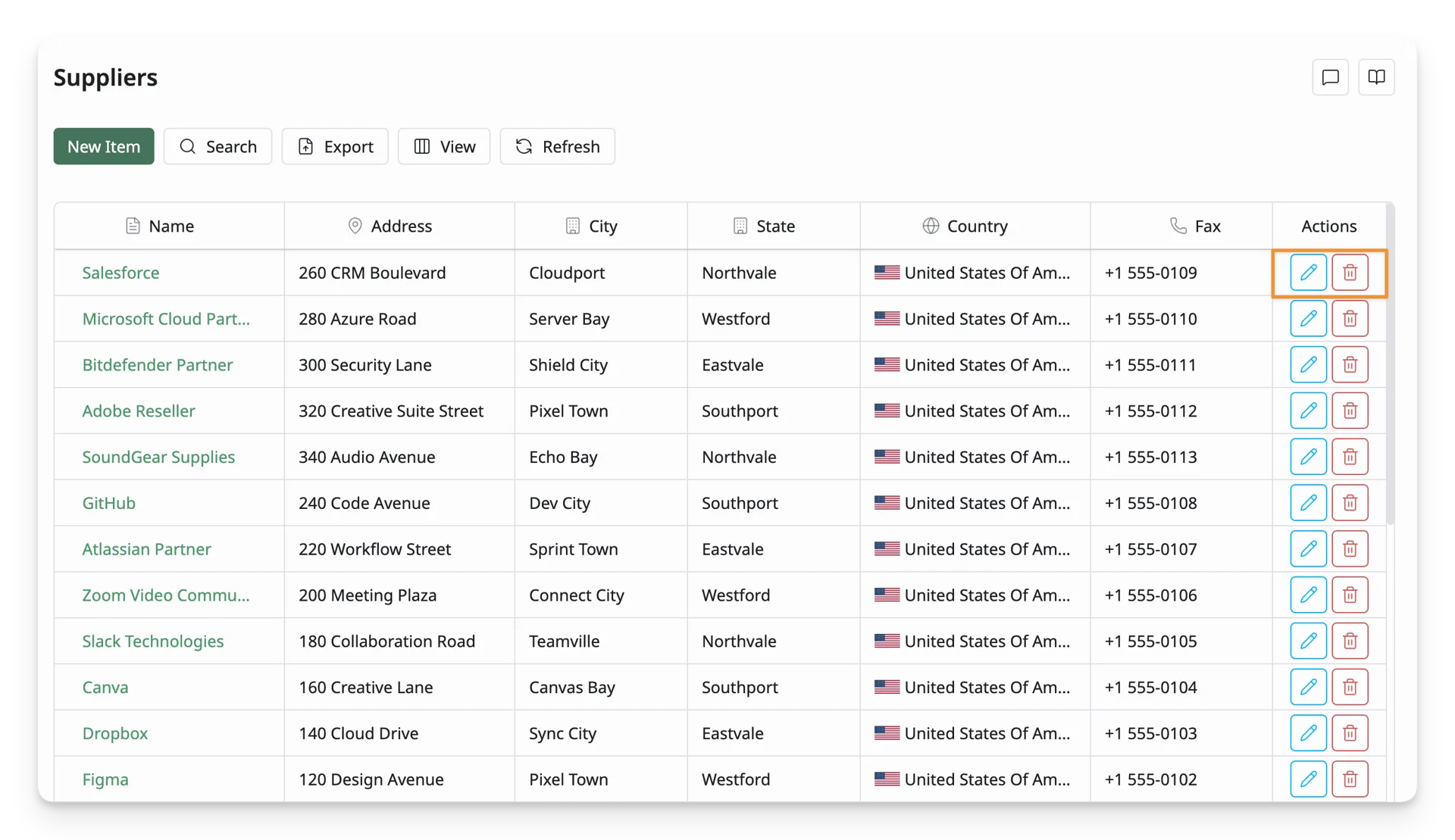 Actions With Supplier List
