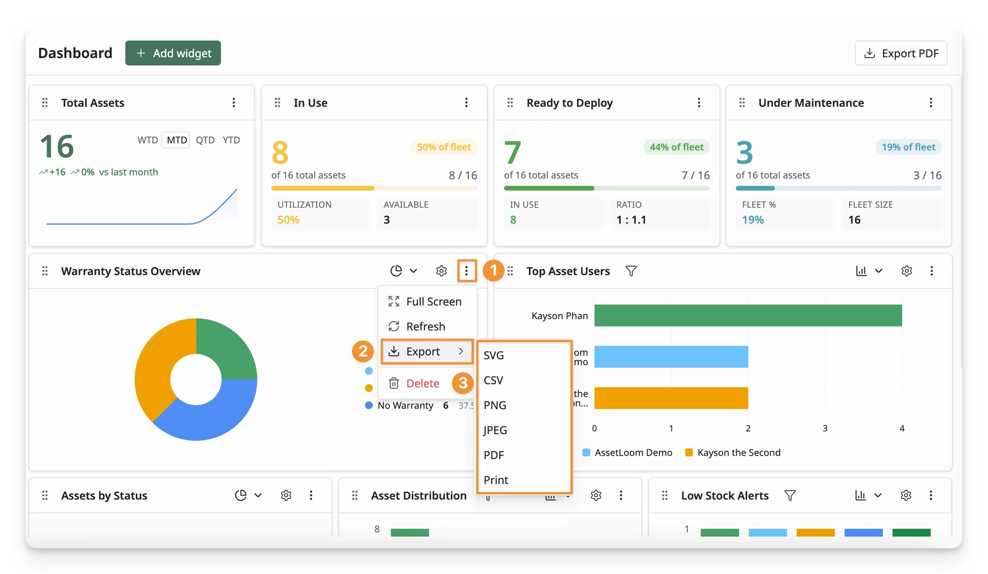 Export a widget