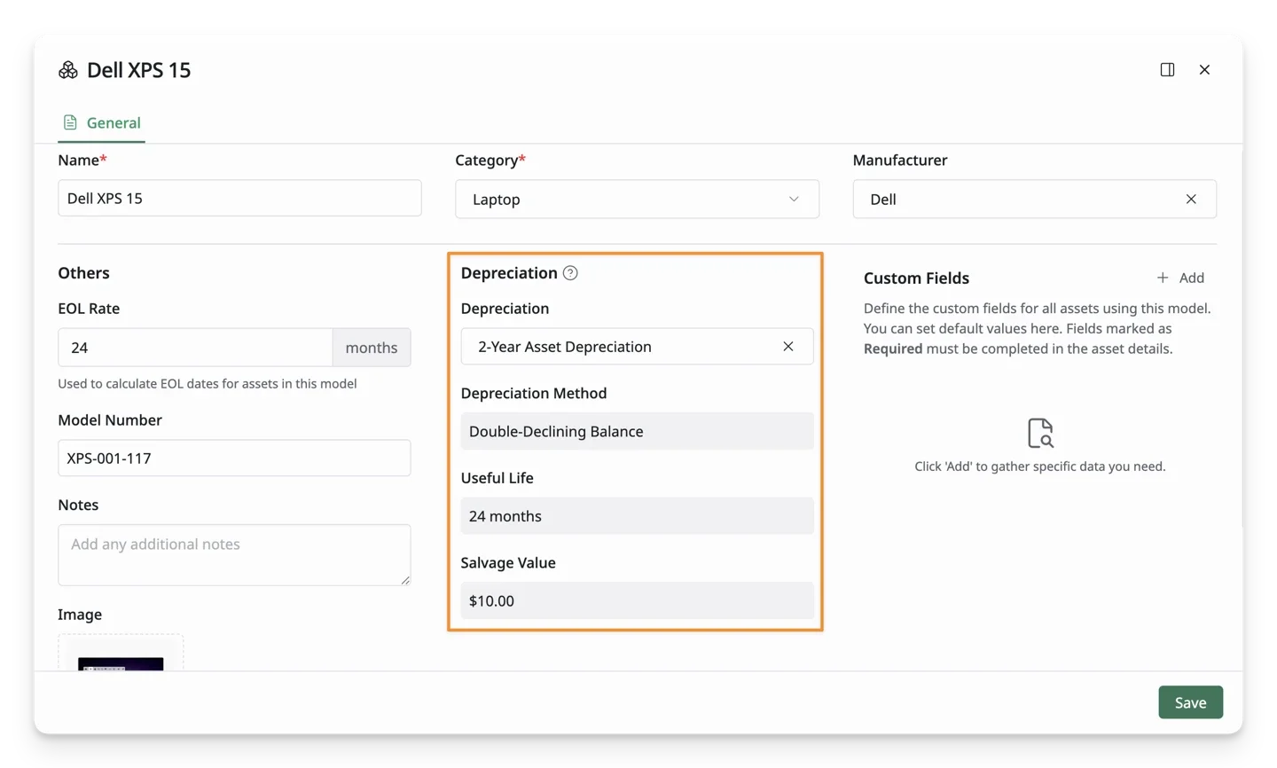 Assign a Depreciation Policy to Assets
