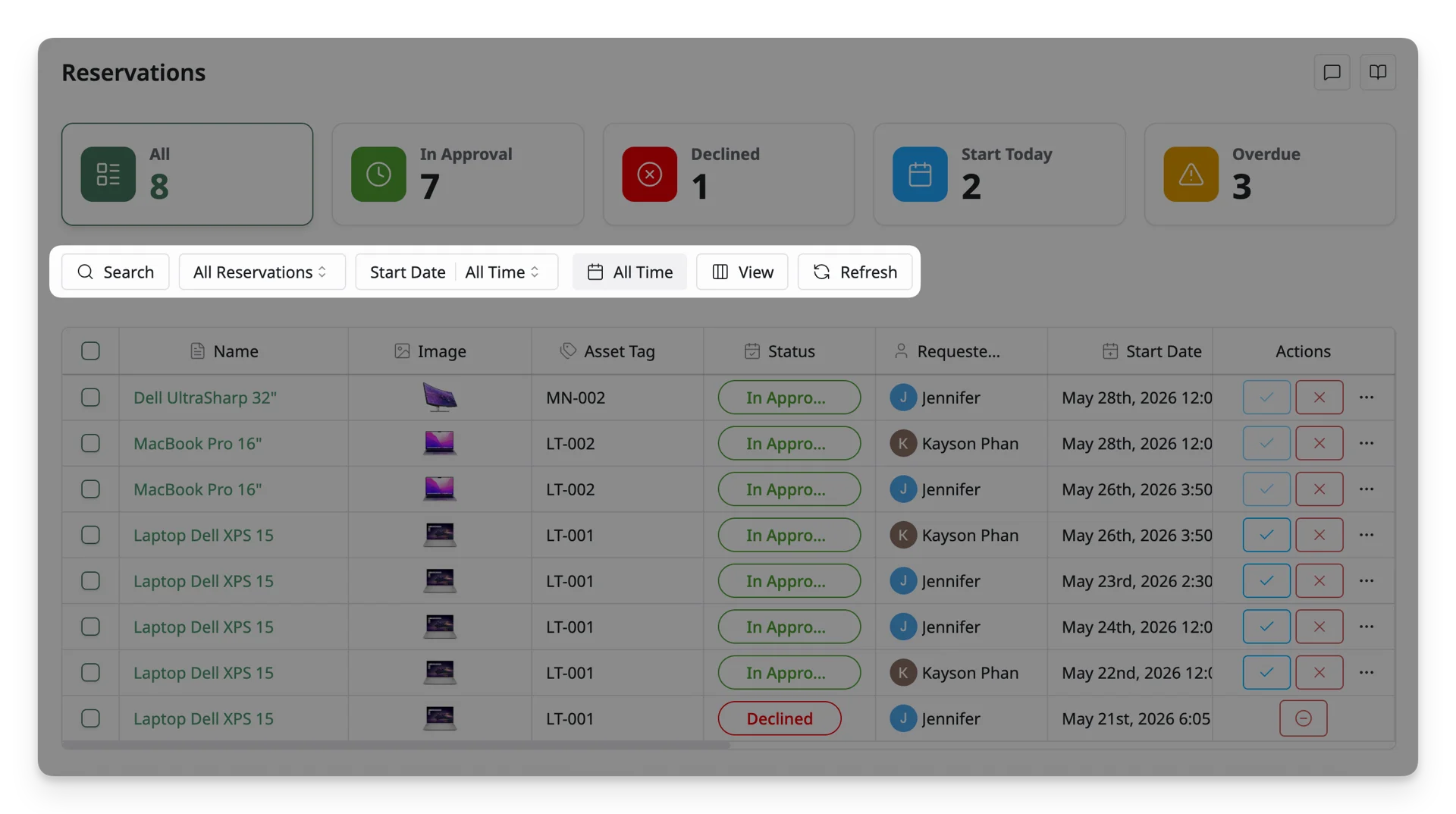 Reservations Toolbar