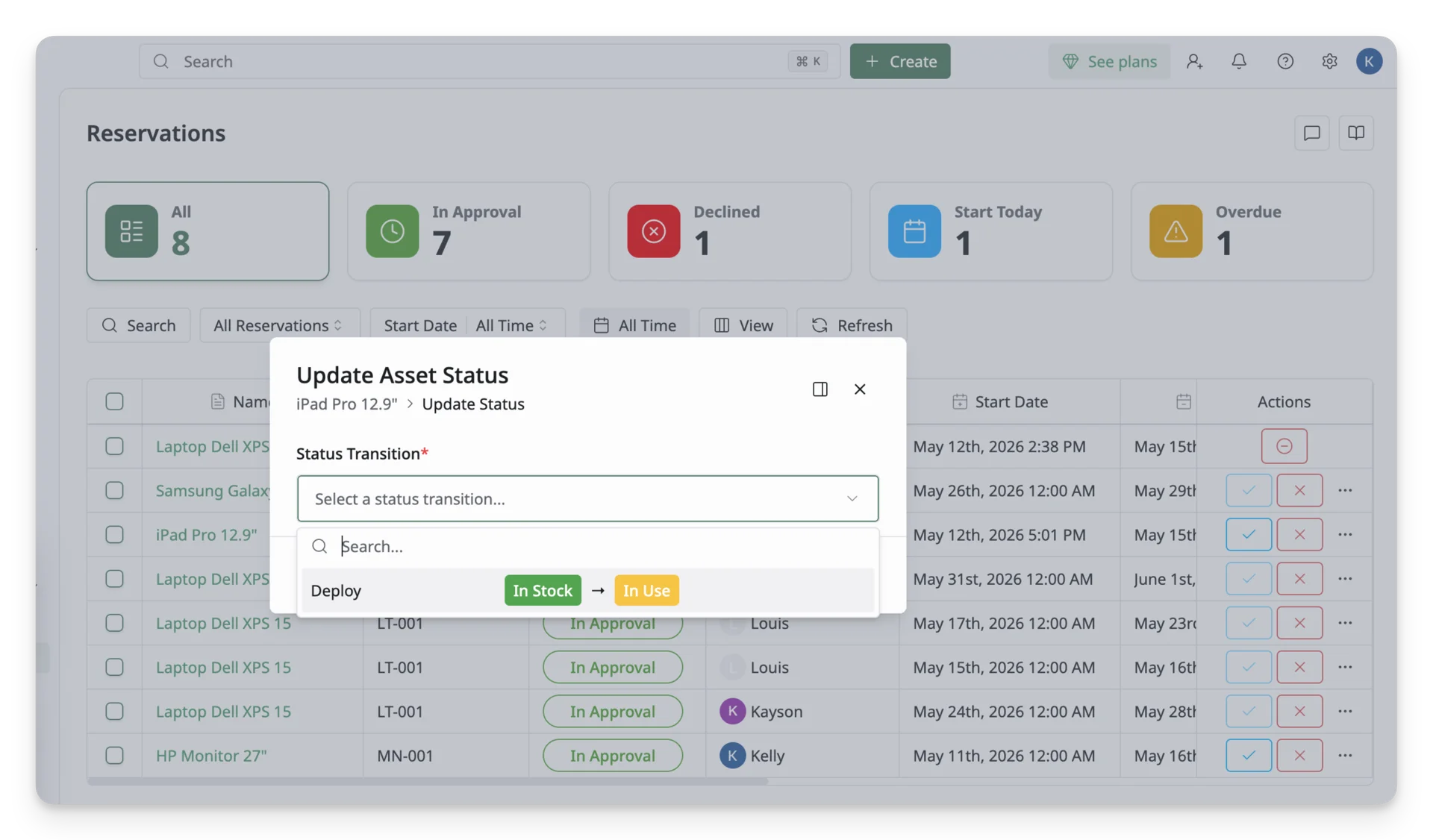 Update Asset Status