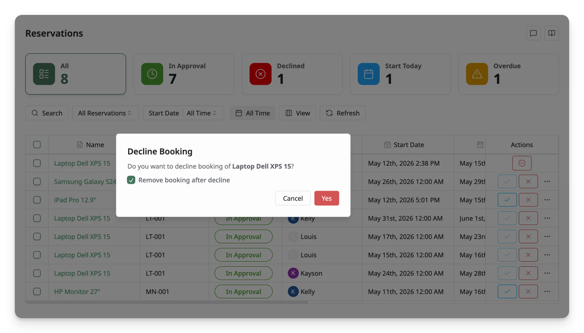 Decline Booking