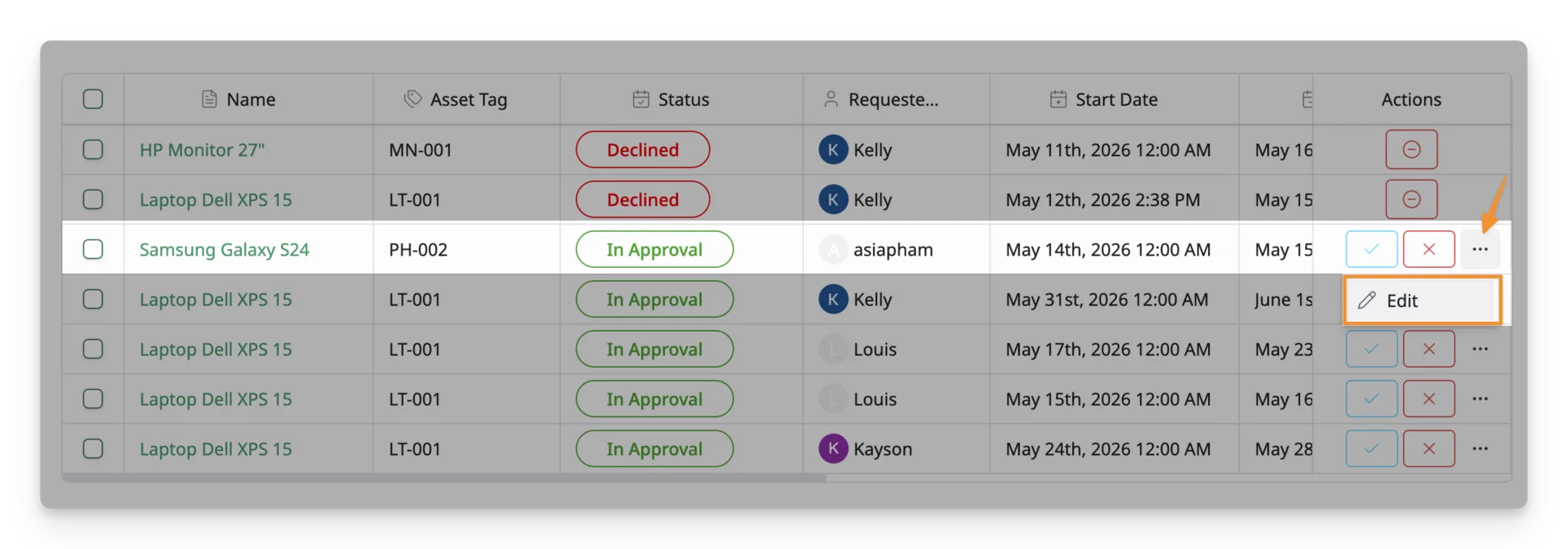 Edit an Asset Reservation