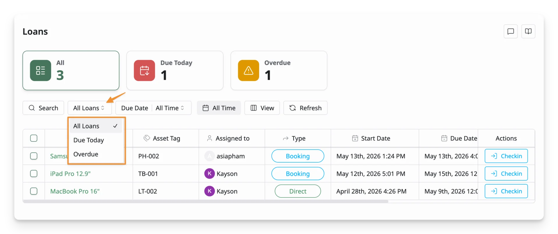 Filter Loans by Status