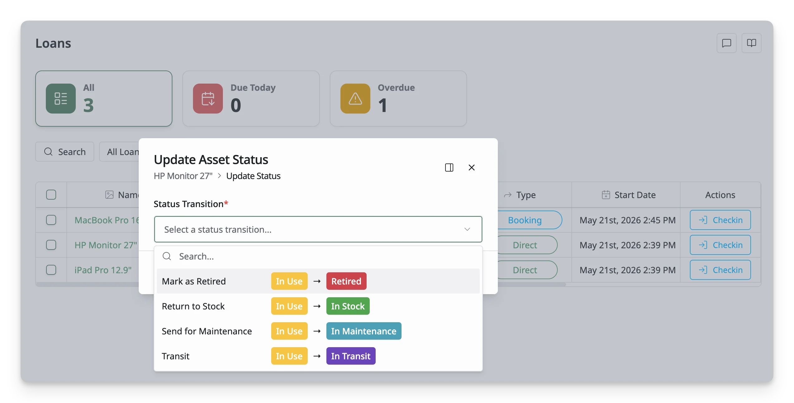 Update Asset Status