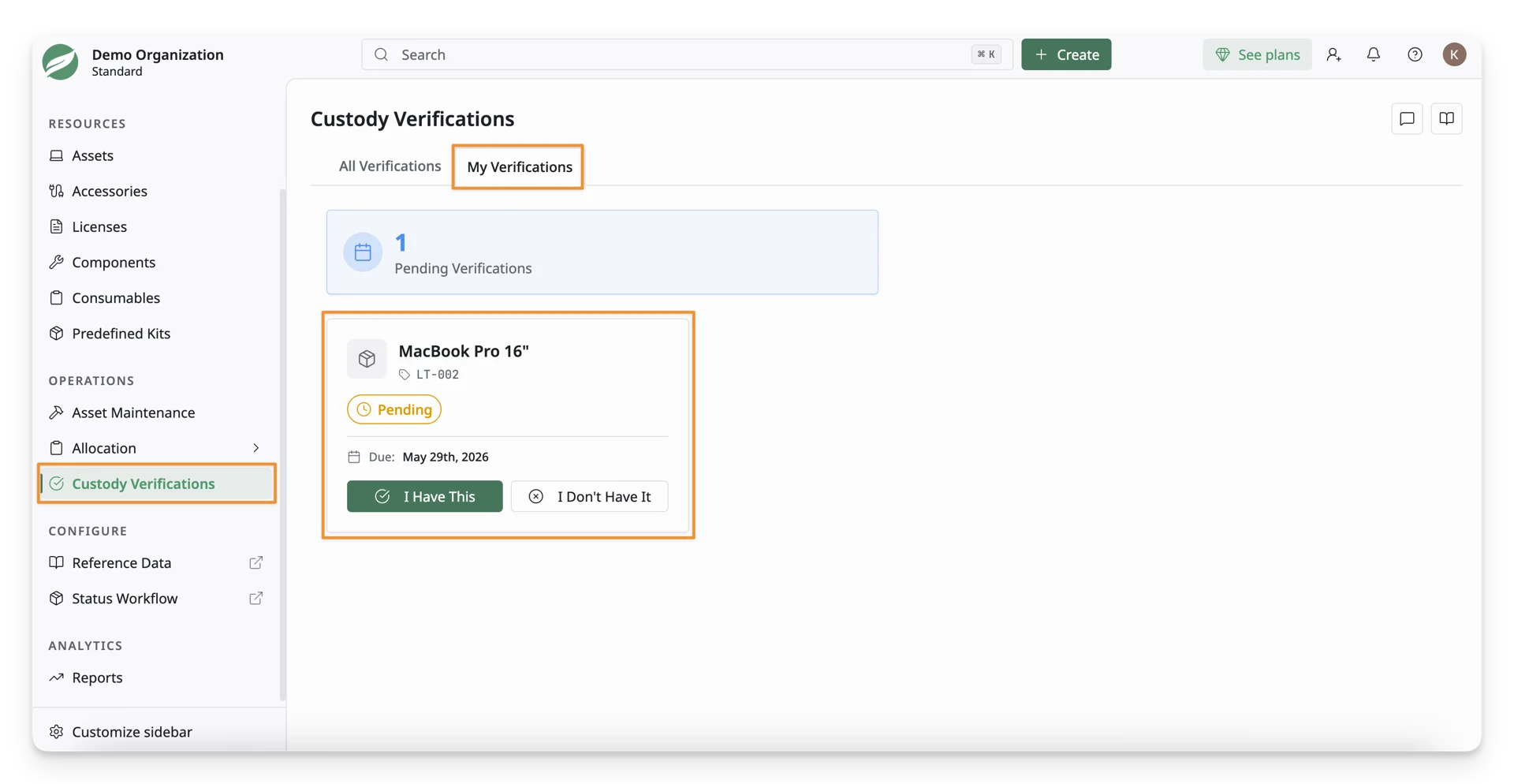 Locate Your Pending Custody Verification Request