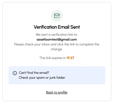 a verification email to the new email address