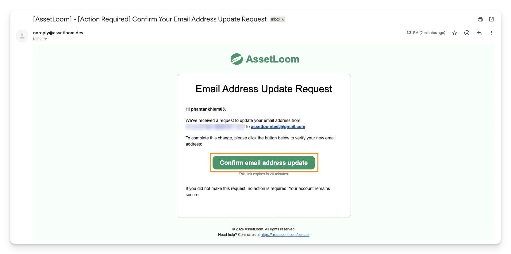 Confirm Email Address Update