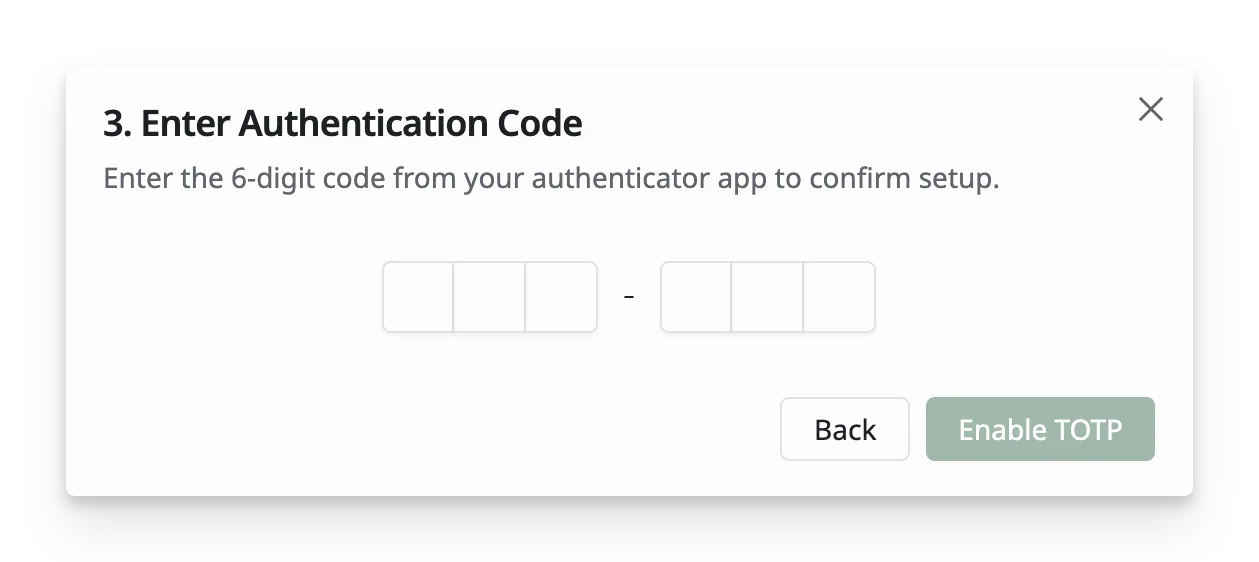 Enter the authentication code