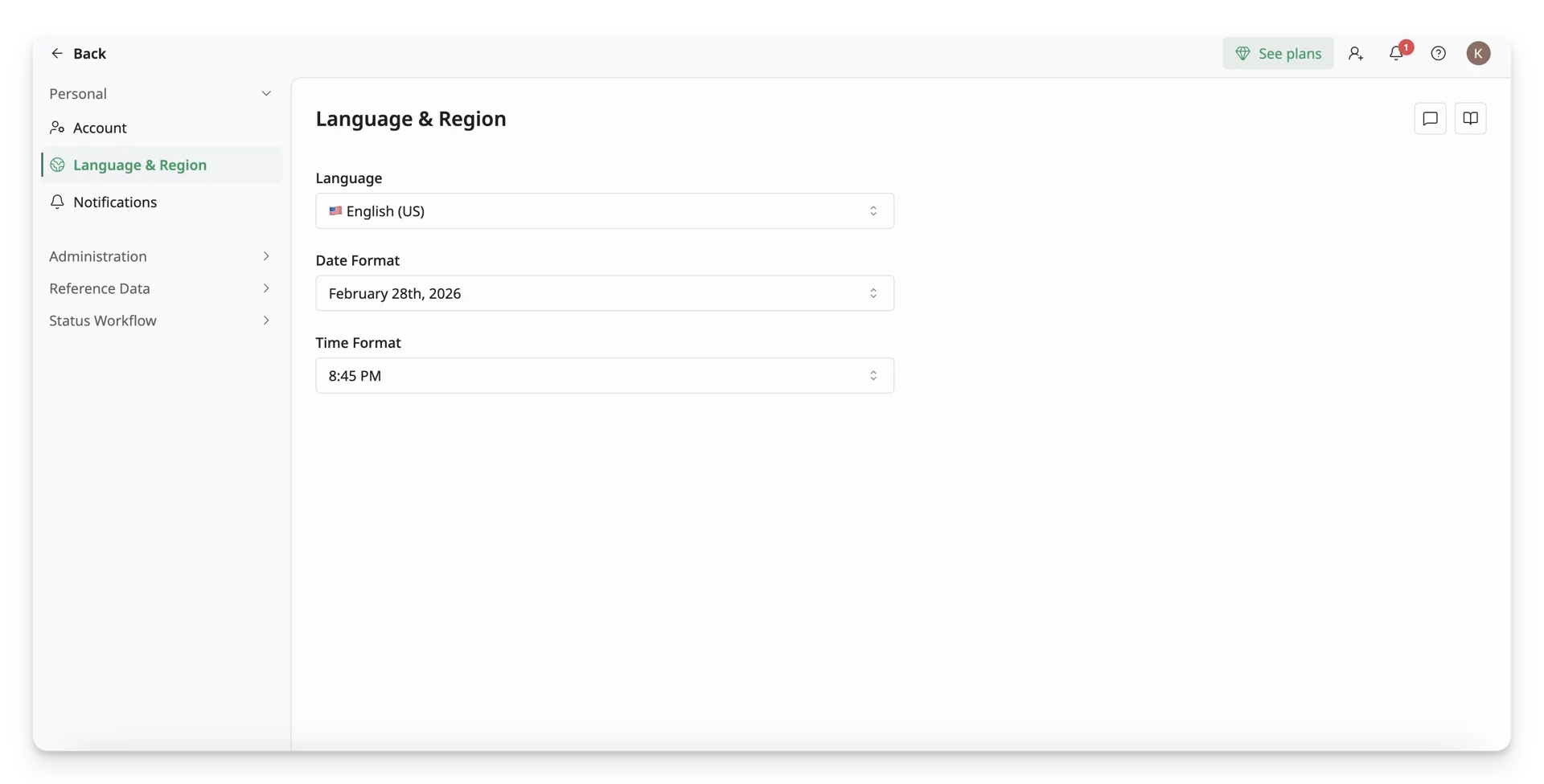 Language & Region tab