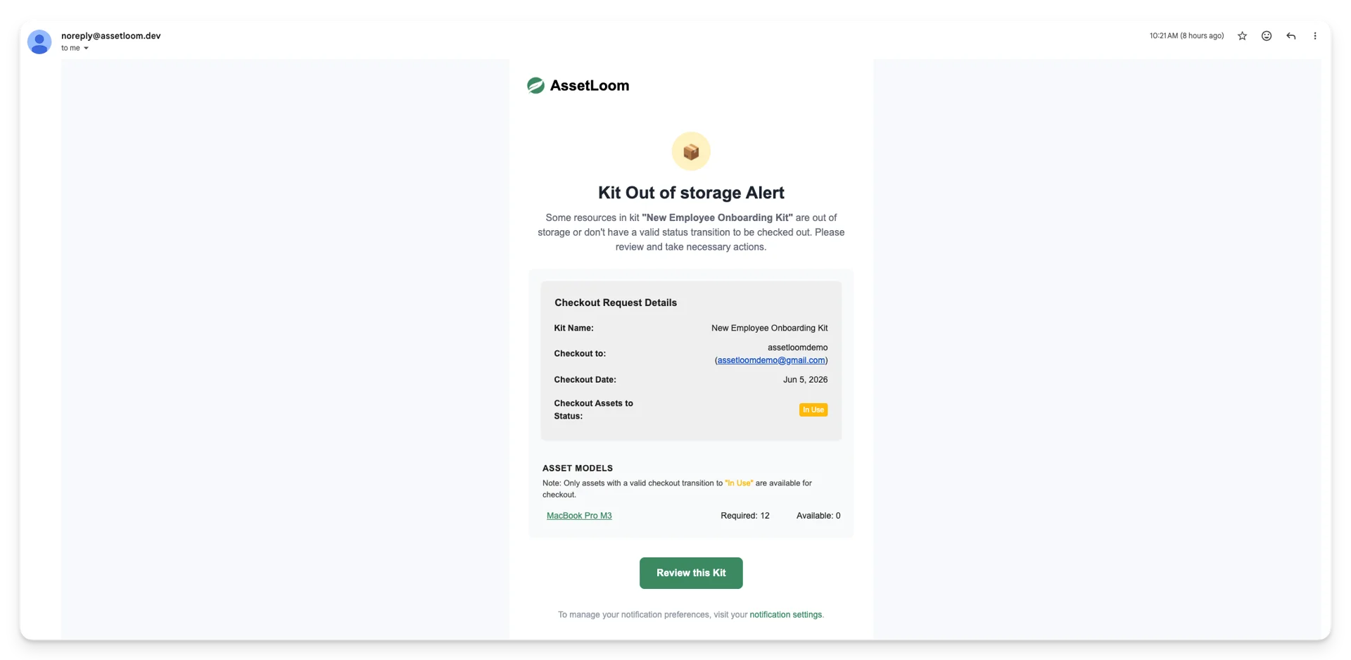 Email notifications