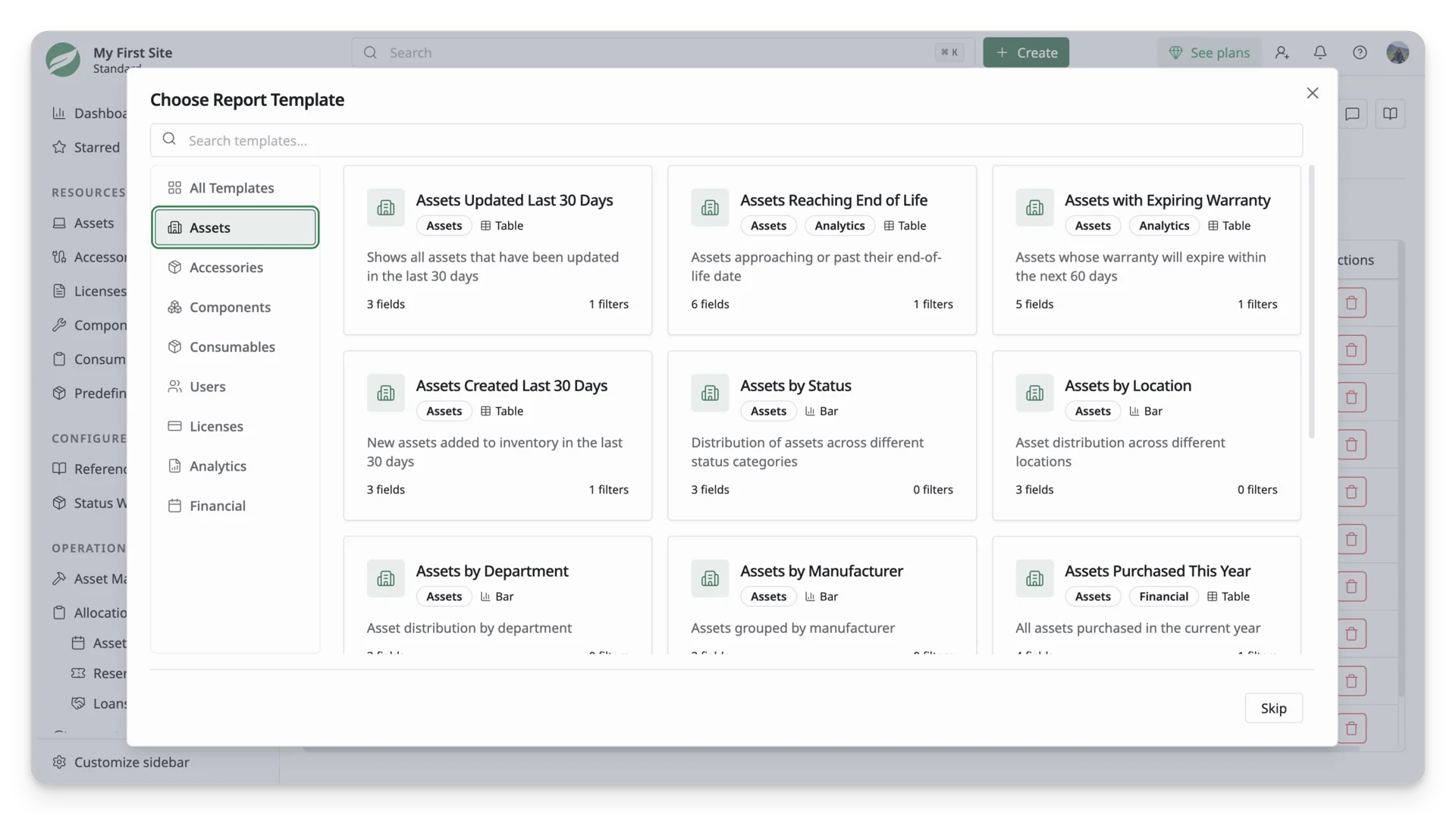 Assets templates