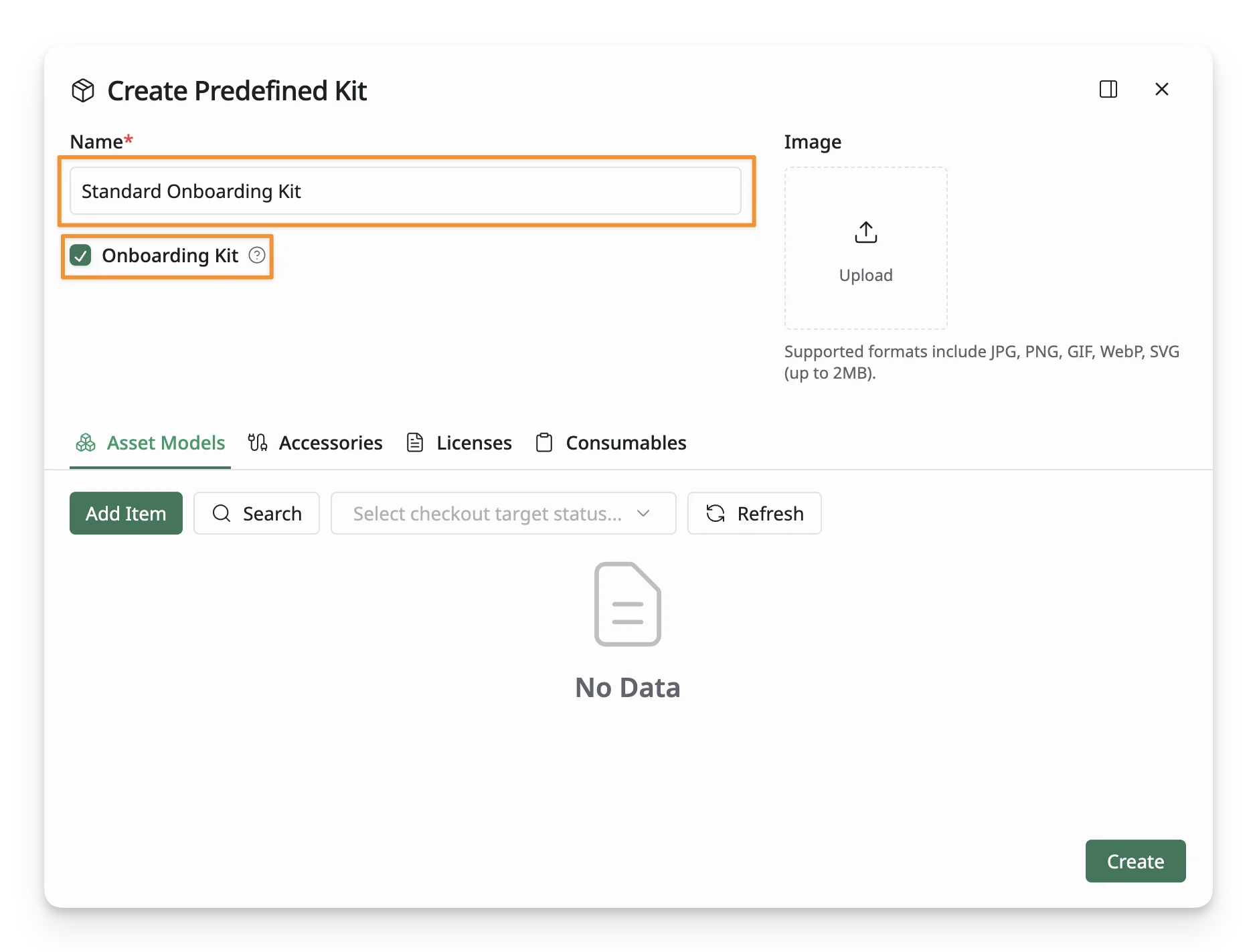 Create a Predefined Kit and Enable Onboarding 02