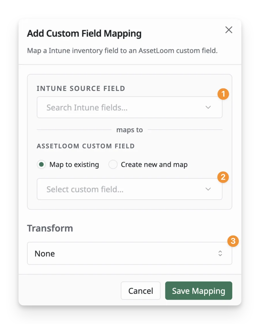 add custom field mapping panel