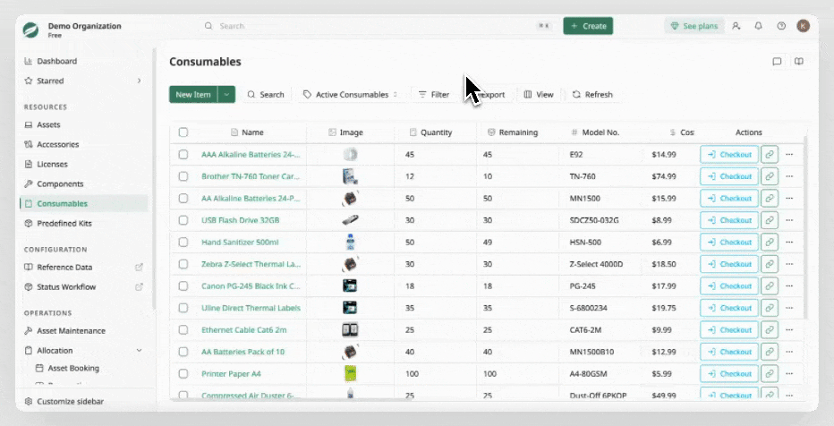Consumable List - Add hidden columns
