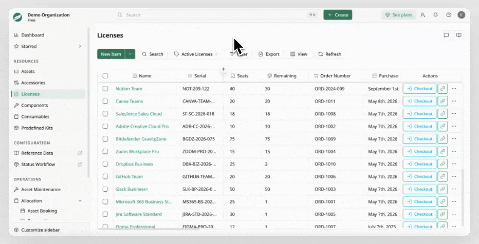 License List - Add hidden columns License List - Add hidden columns