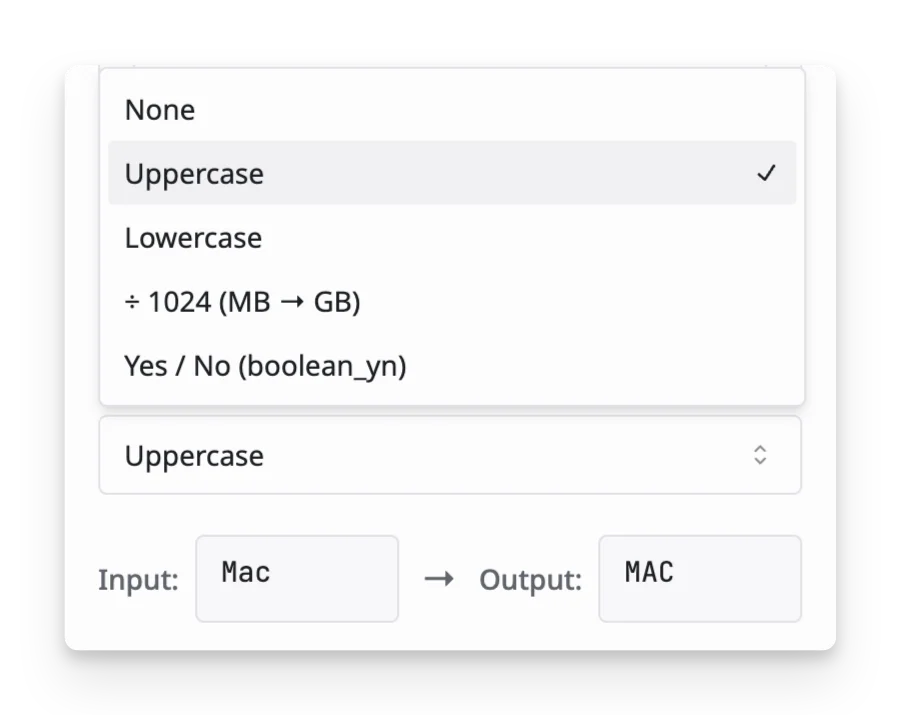 apply a transform to convert the value