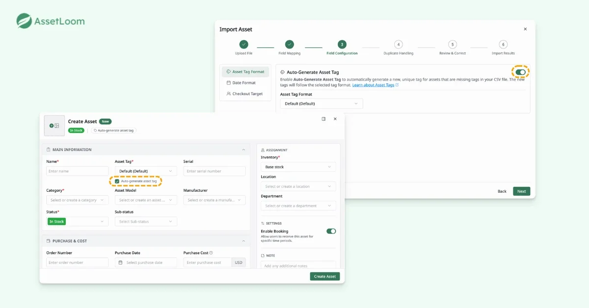 QR Code Inventory Check-In/Check-Out For IT Assets - Step 1: Enable Auto Generate Asset Tag
