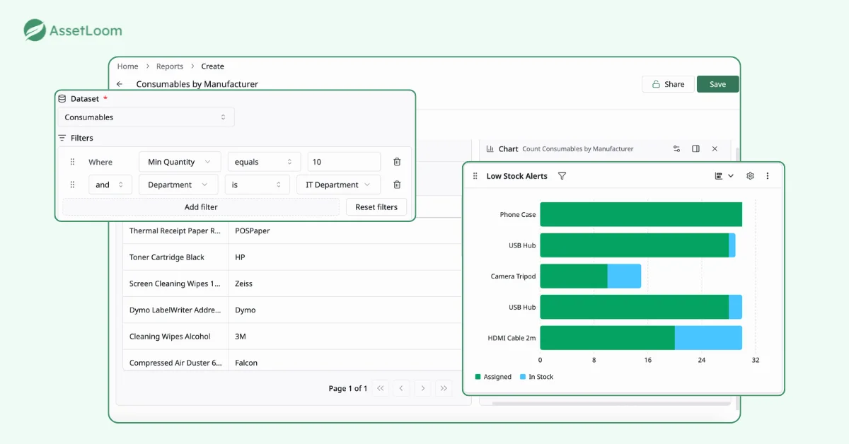 AssetLoom Consumable - Generate inventory reports