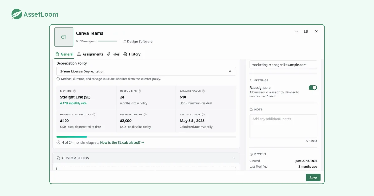 AssetLoom - License Depreciation Tracking