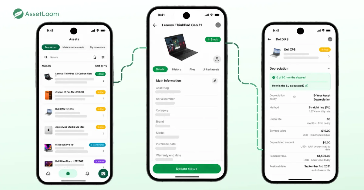Track ownership, details and lifecycle information from your phone.