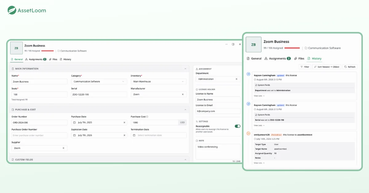 Checks licenses out to users and back in, with a full history Checks licenses out to users and back in with a full history