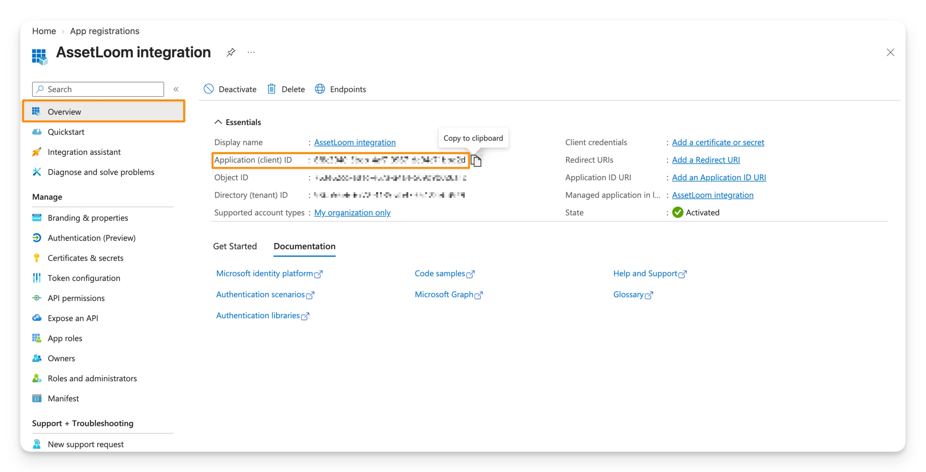 copy the client id