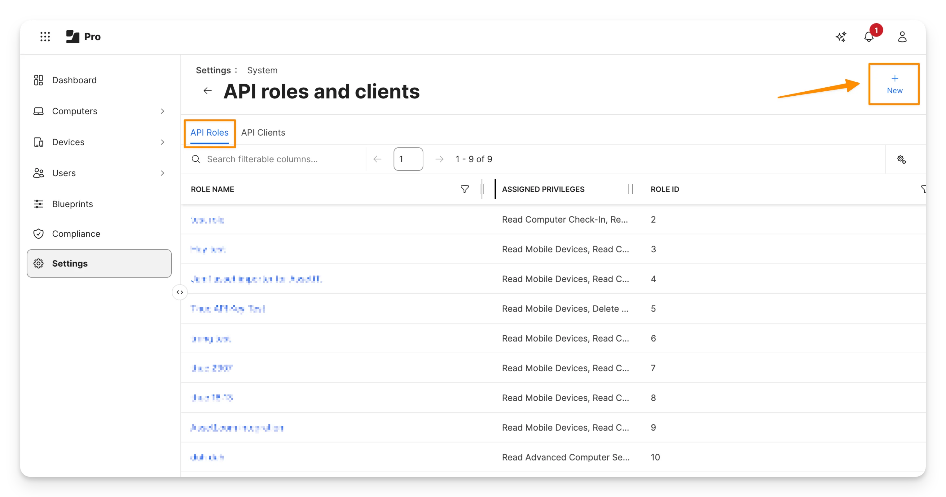 Create API role