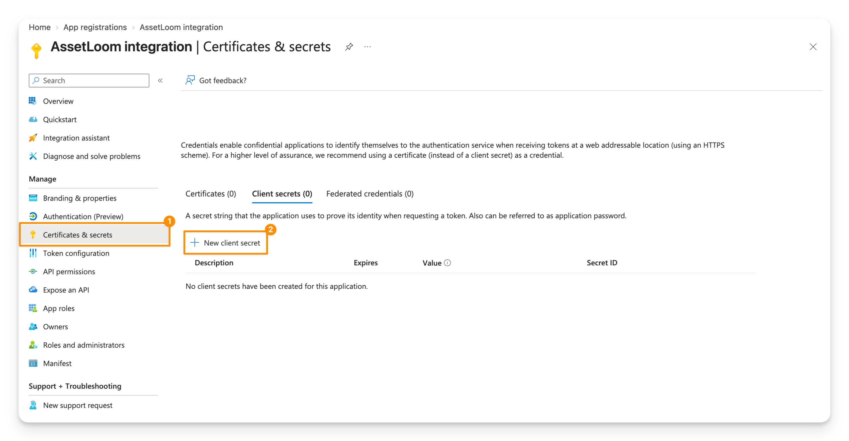 create new client secret