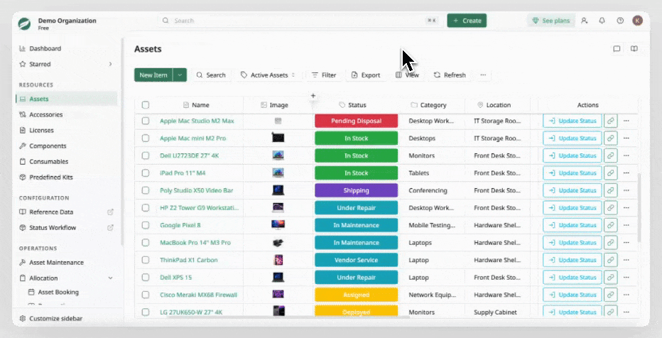 Create Reference Data in Asset List