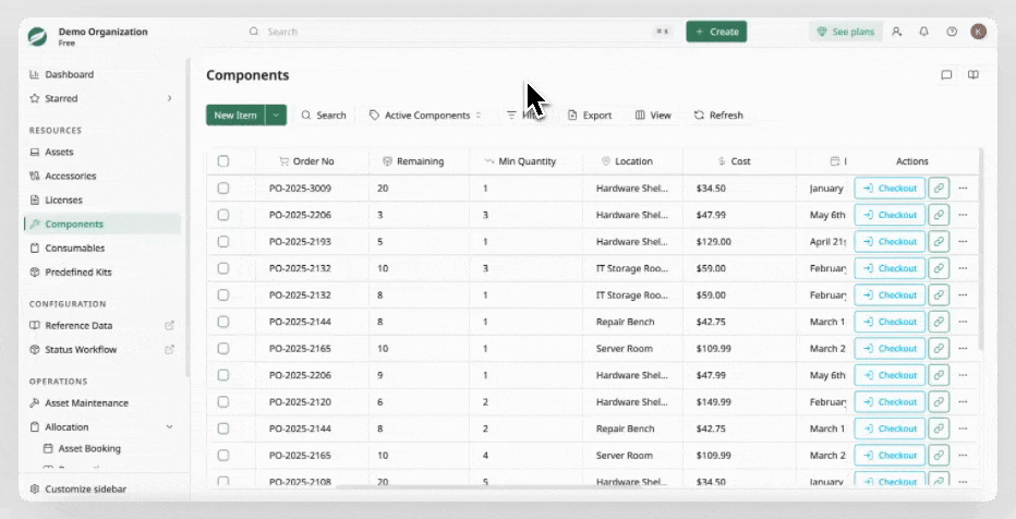 Create Reference Data in Component List