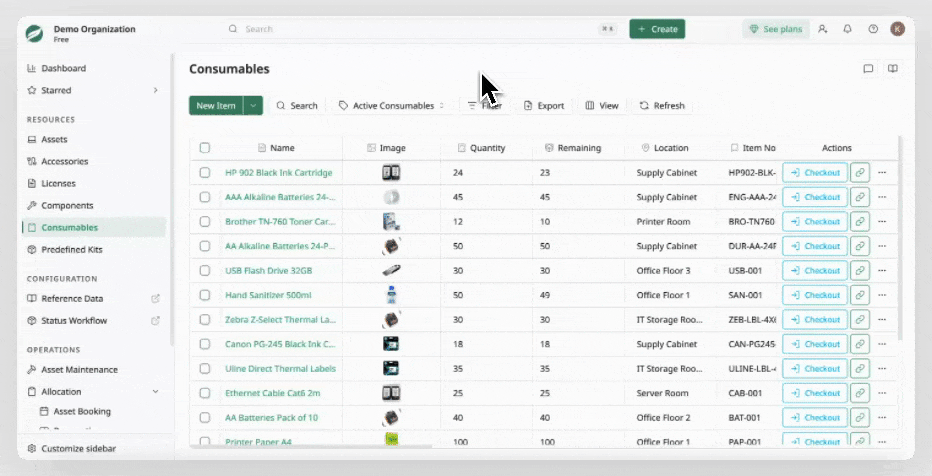 Create Reference Data in Consumable List
