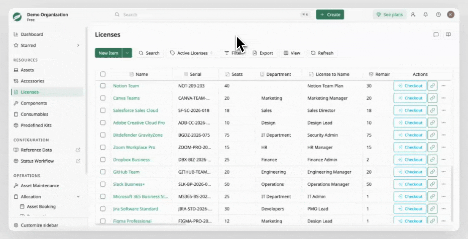 Create Reference Data in License List
