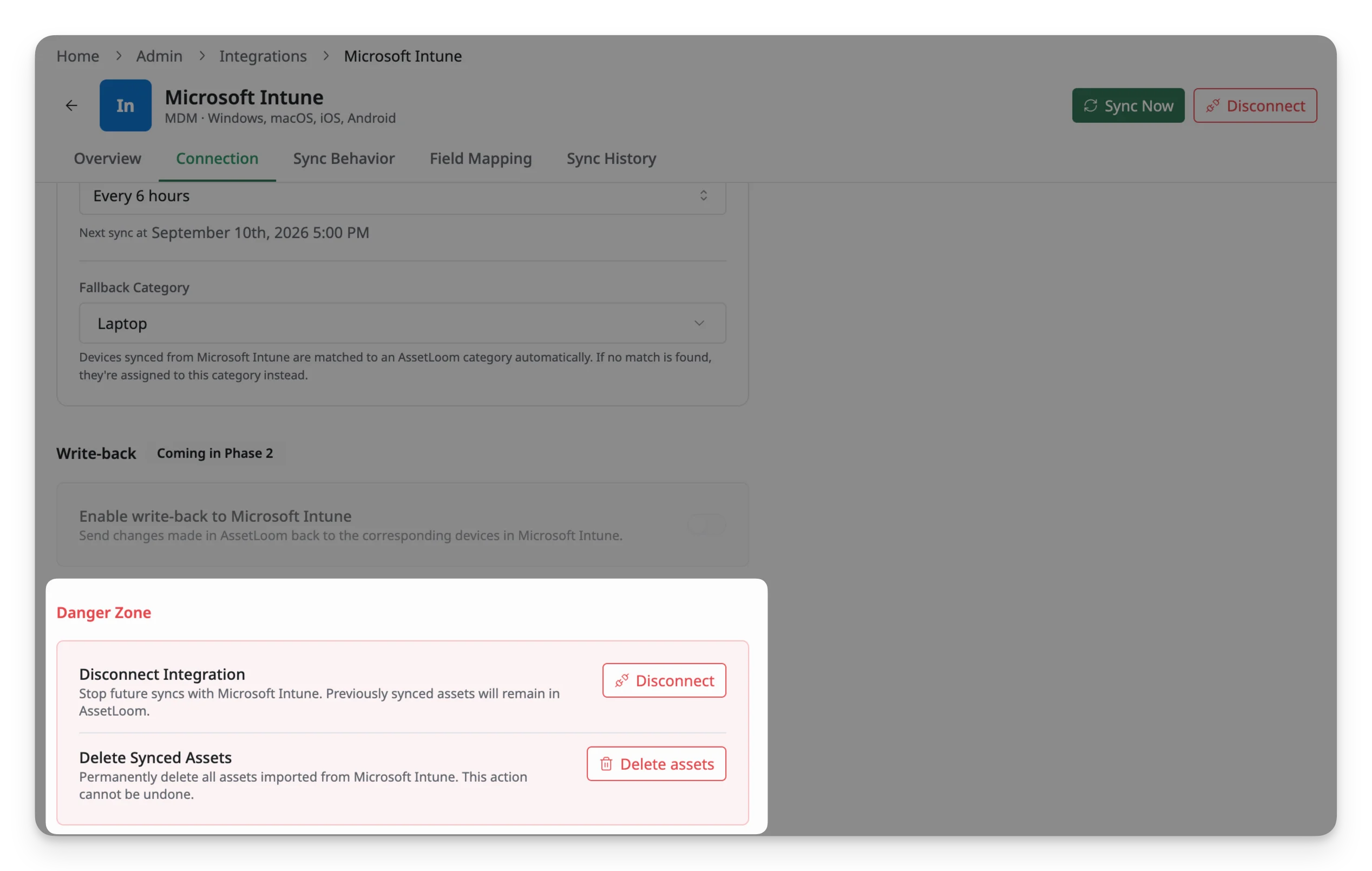 Danger zone in intune integration