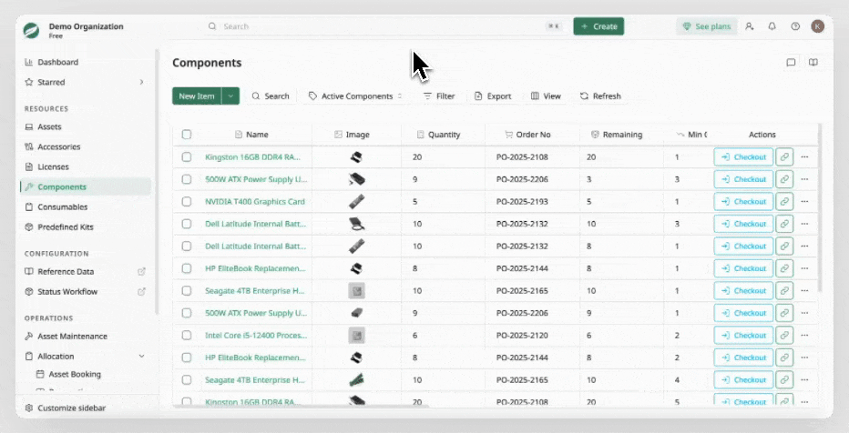 Component List - Edit Component Information Component List - Edit Component Information