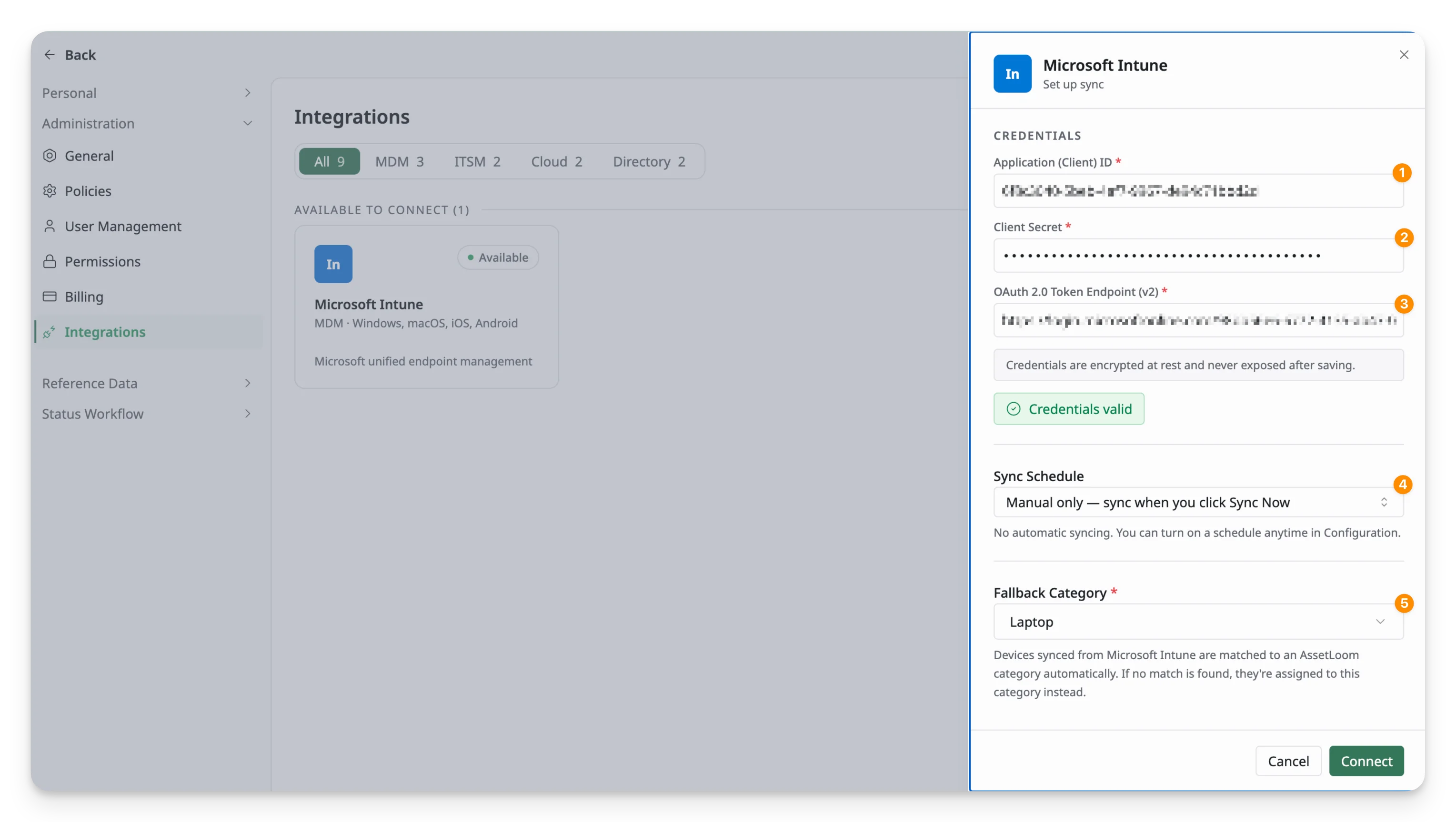 Enter credentials to connect