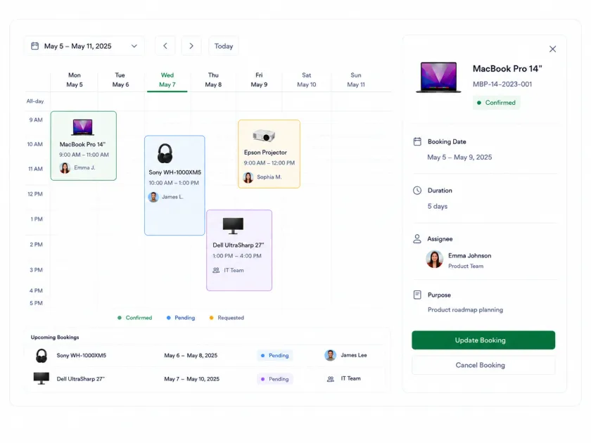 Book and assign assets