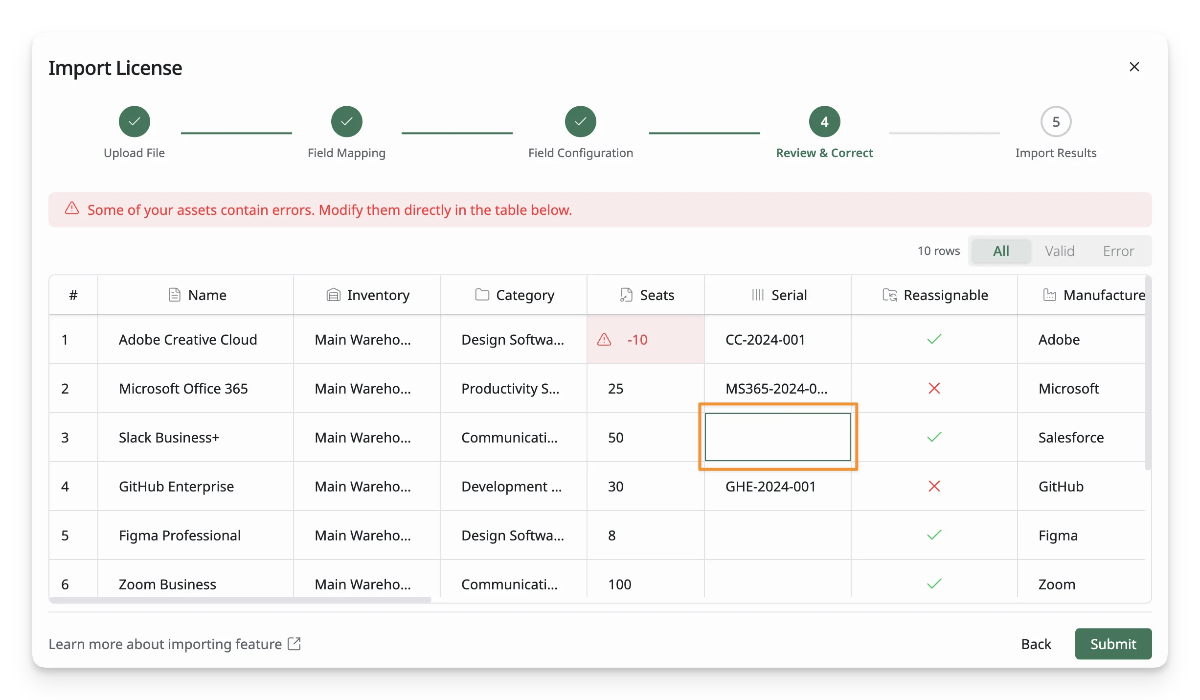 Edit License Value